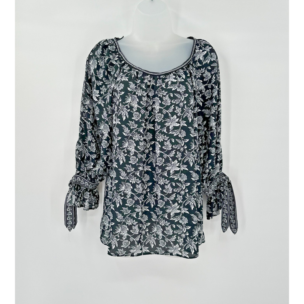 Max Studio Top‎ Womens XS Oversize Floral Whimsigoth Boho Flowy Cottagecore